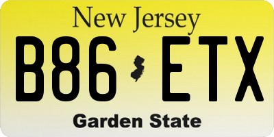 NJ license plate B86ETX
