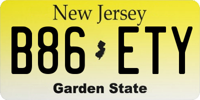 NJ license plate B86ETY