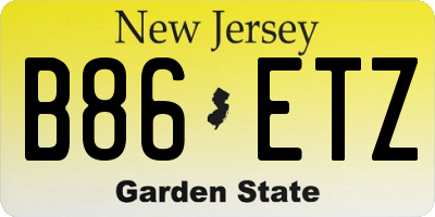 NJ license plate B86ETZ