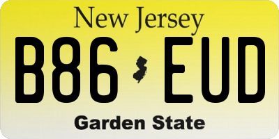 NJ license plate B86EUD
