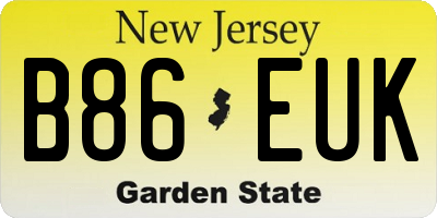 NJ license plate B86EUK