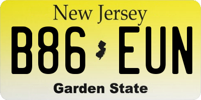 NJ license plate B86EUN