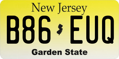 NJ license plate B86EUQ