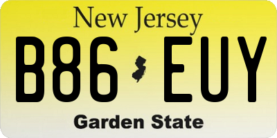 NJ license plate B86EUY