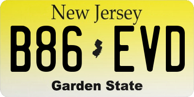 NJ license plate B86EVD