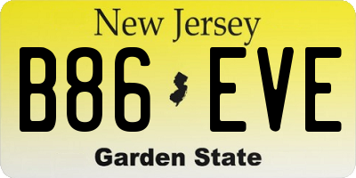 NJ license plate B86EVE