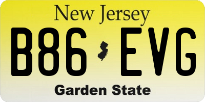 NJ license plate B86EVG