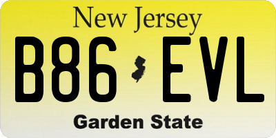 NJ license plate B86EVL