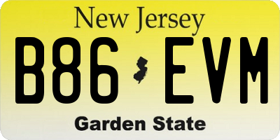 NJ license plate B86EVM