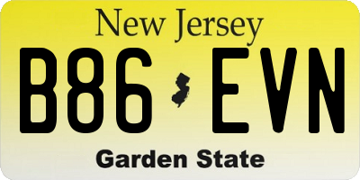 NJ license plate B86EVN