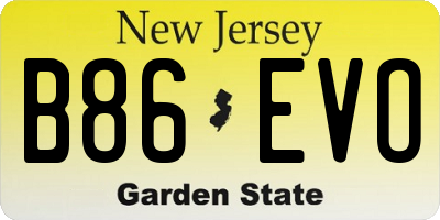 NJ license plate B86EVO