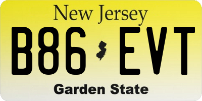 NJ license plate B86EVT