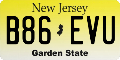 NJ license plate B86EVU