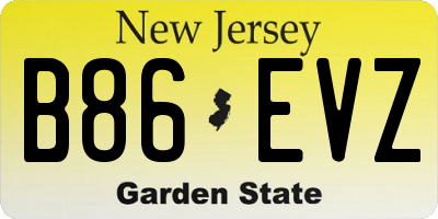 NJ license plate B86EVZ