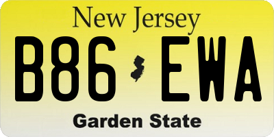NJ license plate B86EWA