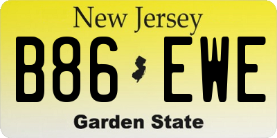 NJ license plate B86EWE