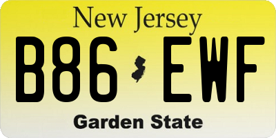NJ license plate B86EWF