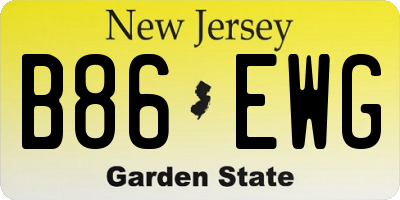 NJ license plate B86EWG