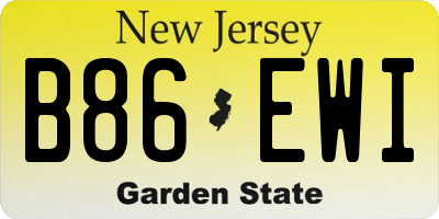 NJ license plate B86EWI