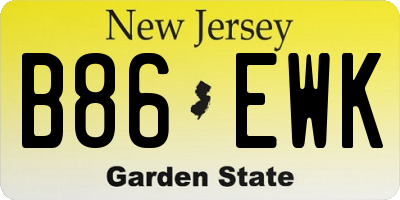 NJ license plate B86EWK