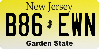 NJ license plate B86EWN