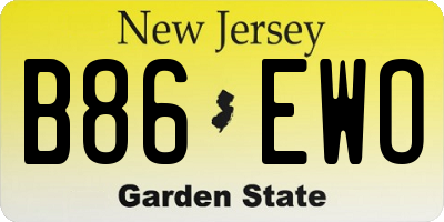 NJ license plate B86EWO