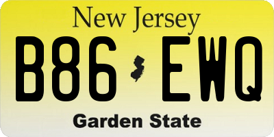 NJ license plate B86EWQ