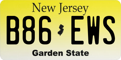 NJ license plate B86EWS