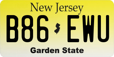 NJ license plate B86EWU