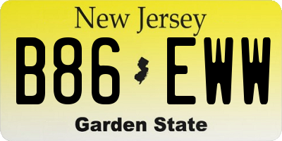 NJ license plate B86EWW