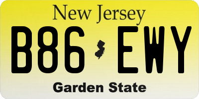 NJ license plate B86EWY
