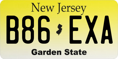 NJ license plate B86EXA