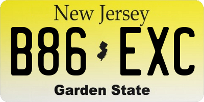 NJ license plate B86EXC
