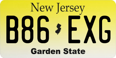 NJ license plate B86EXG