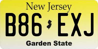 NJ license plate B86EXJ
