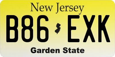 NJ license plate B86EXK