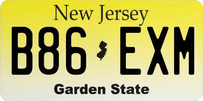 NJ license plate B86EXM