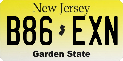 NJ license plate B86EXN