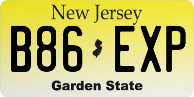 NJ license plate B86EXP