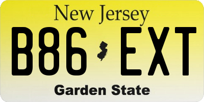 NJ license plate B86EXT
