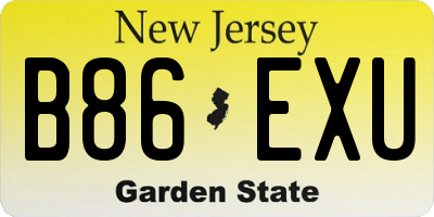 NJ license plate B86EXU