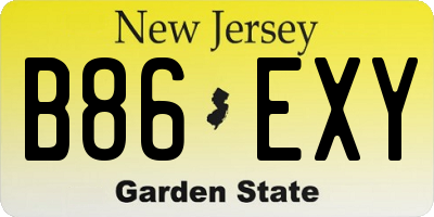 NJ license plate B86EXY