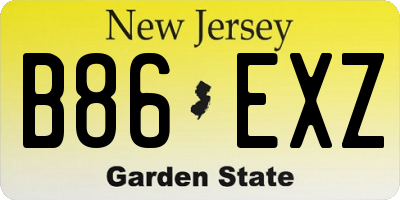 NJ license plate B86EXZ