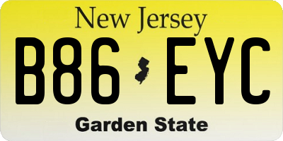 NJ license plate B86EYC