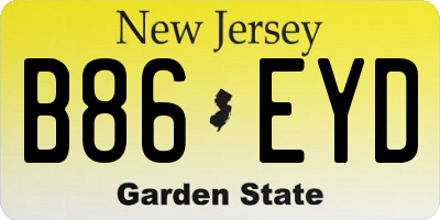 NJ license plate B86EYD