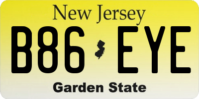NJ license plate B86EYE