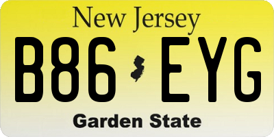 NJ license plate B86EYG