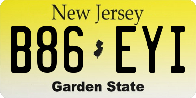 NJ license plate B86EYI