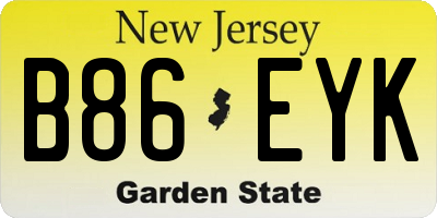 NJ license plate B86EYK