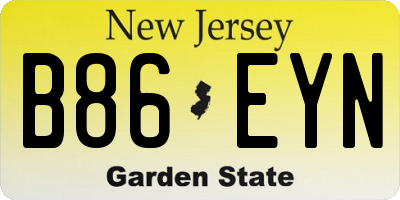 NJ license plate B86EYN